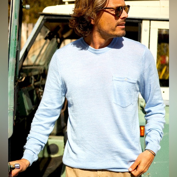 Outerknown 100% Supersoft Wool Palisades Pocket Long Sleeve Crewneck Sweater - Picture 14 of 14